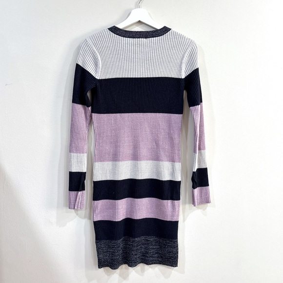 Club Monaco Merino Wool Striped Knit Sweater Dress Size M Pink Black White - Picture 3 of 13